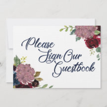 Guestbook Sign Navy Watercolor Font