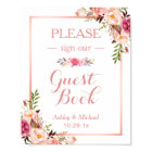 Guestbook Wedding Sign | Trendy Rose Gold Floral