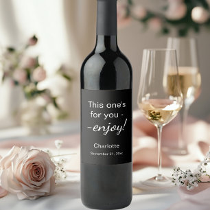 Guests favors black birthday wine label