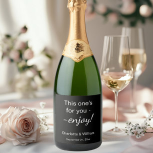 Guests favors black wedding sparkling wine label
