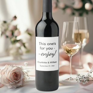 Guests favors black white wedding wine label