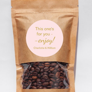 Guests favors pink gold wedding classic round sticker