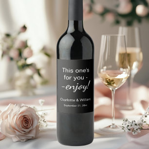 Guests favours black wedding wine label