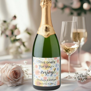 Guests favours sunflowers floral wedding sparkling wine label