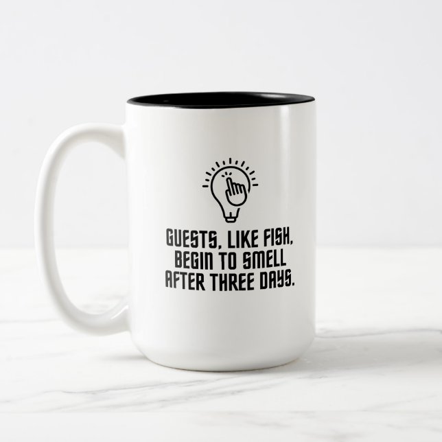 Guests like fish Two-Tone coffee mug (Left)