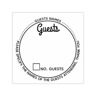 Guests names rsvp attendance modern party round self-inking stamp
