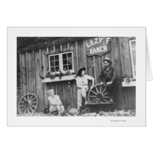 Guests Outside a Lazy F Ranch Bldg