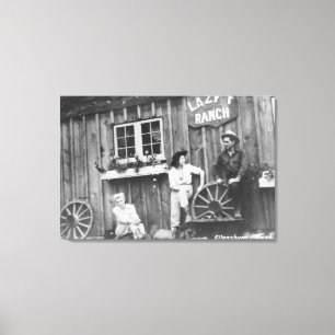 Guests Outside a Lazy F Ranch Bldg Canvas Print