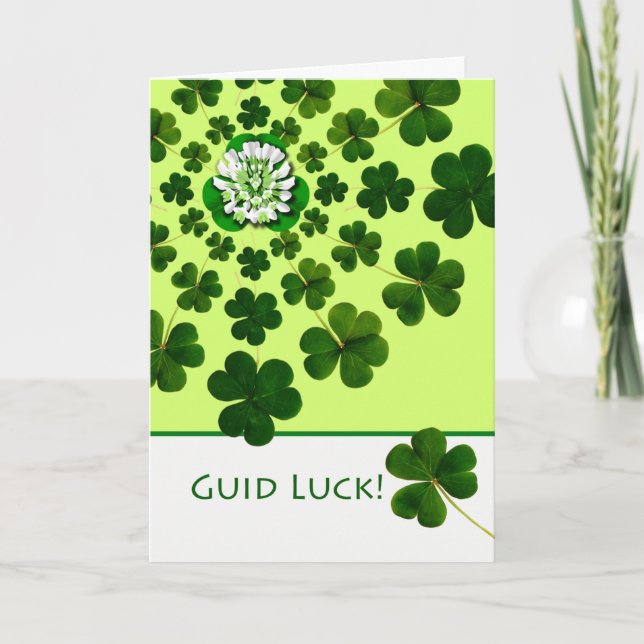 Guid Luck Scots Language with Shamrocks Card (Front)
