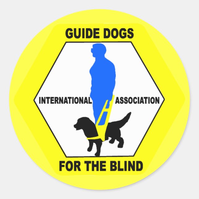 GUIDE DOGS BLIND PEOPLE CLASSIC ROUND STICKER (Front)