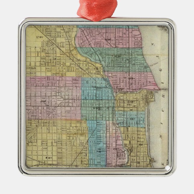 Guide Map of Chicago Metal Tree Decoration (Front)