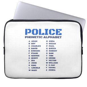 Guide to the Police Phonetic Alphabet A to Z Laptop Sleeve