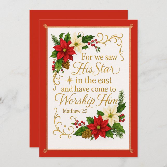 Guided by His Star  Matthew 2:2 Christmas Blessing Holiday Card (Front/Back)
