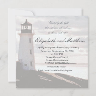 Guided by the Light Lighthouse Wedding Invitation