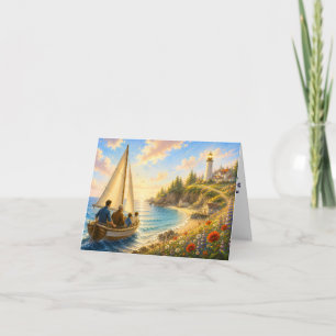 Guided Home Coastal Lighthouse Father's Day Folded Holiday Card
