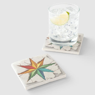 Guiding  Colourful Star Stone Coaster