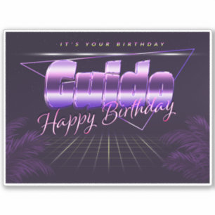 Guido Name Vorname lila retro Sticker Geburtstag