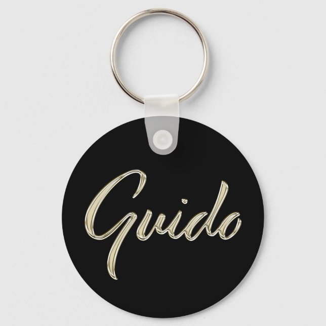 Guido Name whitegold Button Schlüsselanhänger Key Ring (Front)