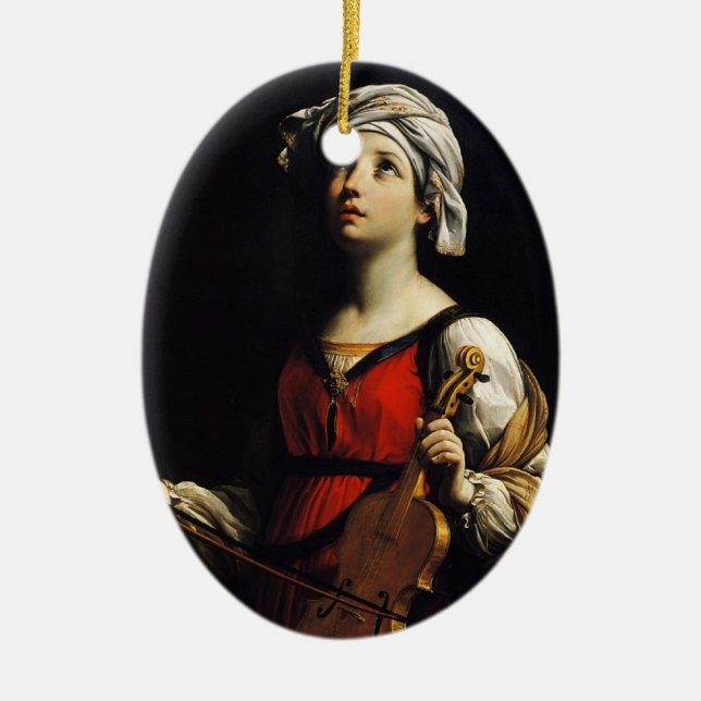 Guido Reni- St Cecilia Ceramic Tree Decoration (Front)