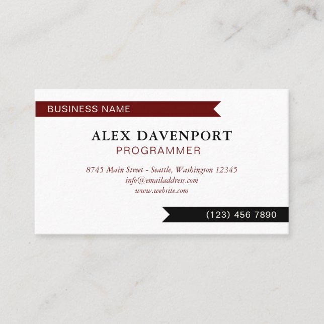 Guidon Pennant Burgundy Black Any Profession Business Card (Front)