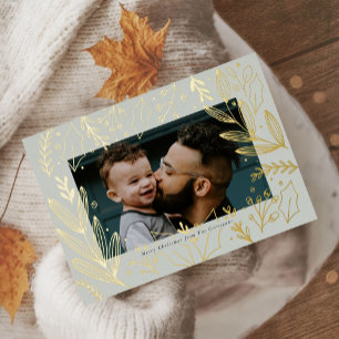 Guilded Foiliage Photo Gold Foil Holiday Card