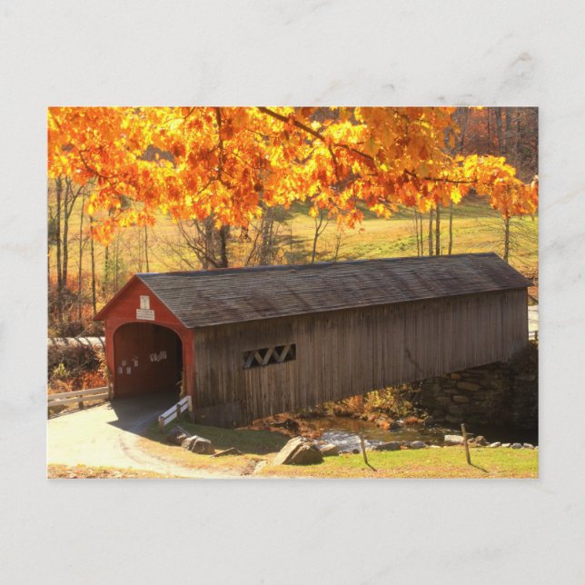 Guilford Vermont Covered Bridge Autumn Postcard (Front)