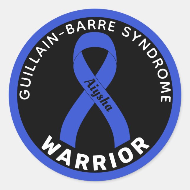 Guillain-Barre Syndrome Warrior Ribbon Black Classic Round Sticker (Front)