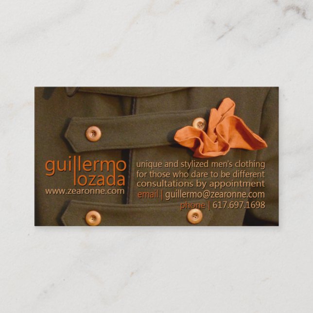 Guillermo Lozada | Zearonne.com Appointment Card (Front)