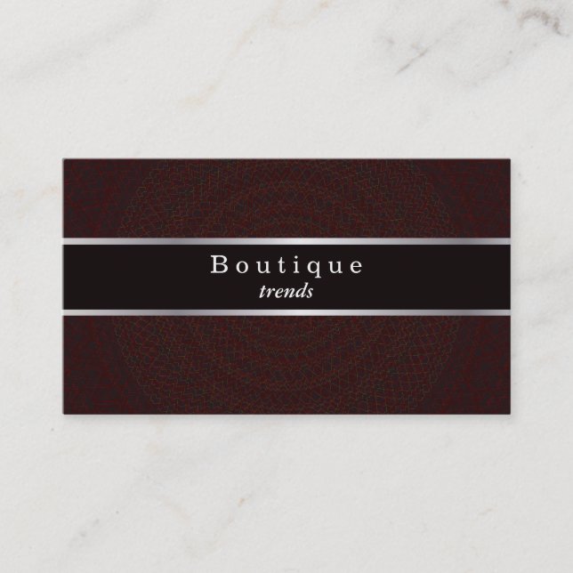 Guilloche Pattern Black and Silver Business Card (Front)