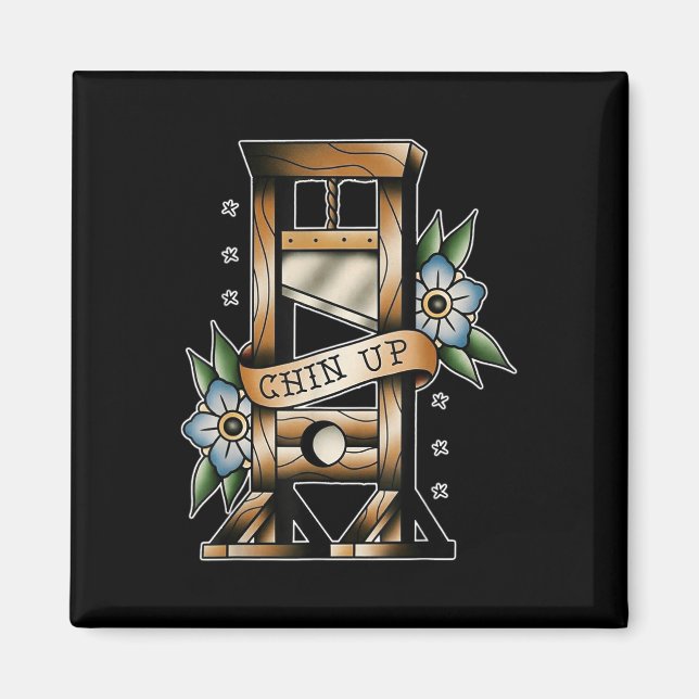 Guillotine Traditional Tattoo Flash Chin Up Mediev Magnet (Front)