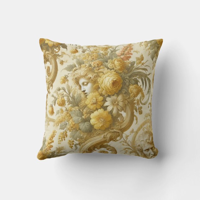 Guilt of Gold – Baroque Floral Pillow (Back)