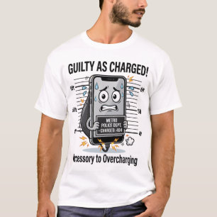 Guilty As Charged – Funny Overcharged Phone Pun T-Shirt