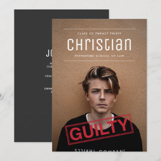 Guilty as Charged Law Graduation Invitation