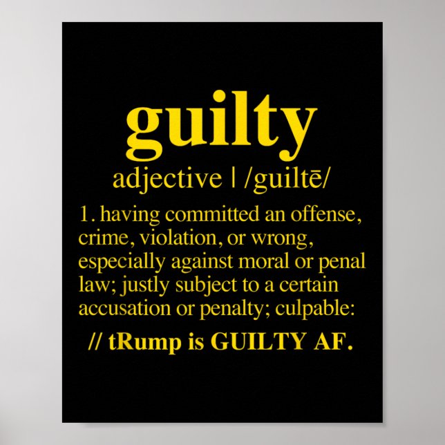 Guilty - Guilty Definition (yellow)  Poster (Front)