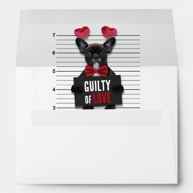 Guilty Love Dog Mugshot Funny Valentine's Day Envelope (Back (Bottom))