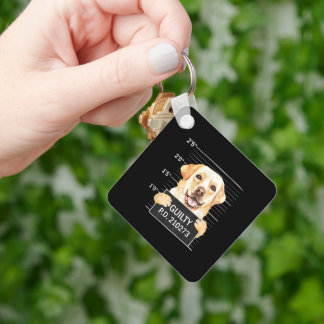 Guilty Mugshot Black Labrador Retriever Dog Traine Key Ring