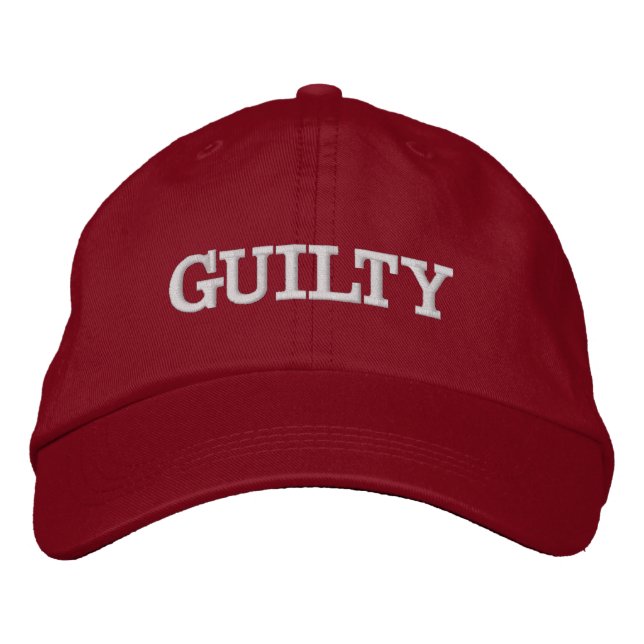 GUILTY Red MAGA Embroidered Hat (Front)