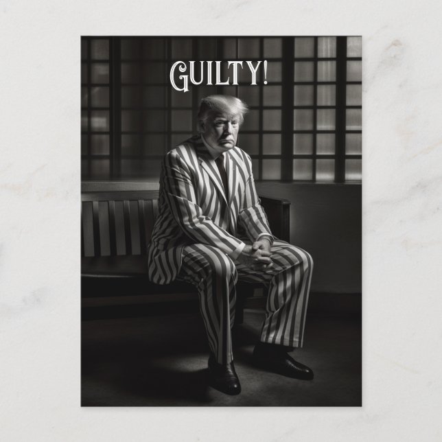 Guilty Trump in Jail Black and White Postcard (Front)