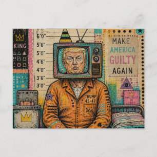 Guilty Trump Sits in Jail Mixed Media Postcard