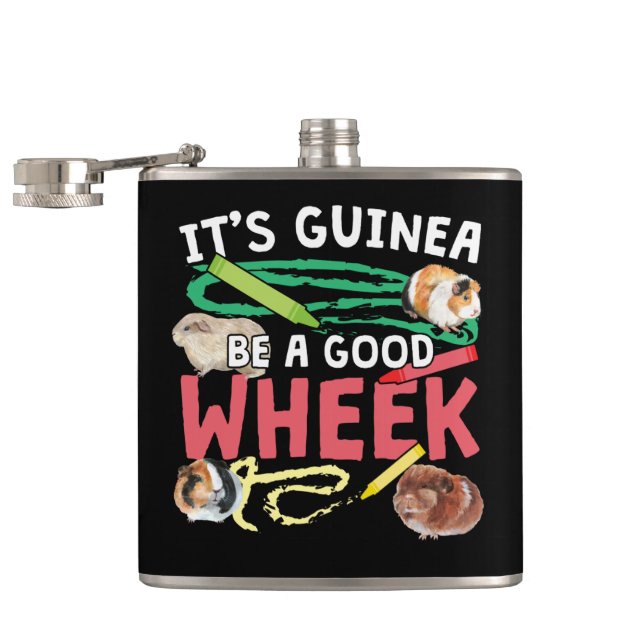 Guinea Be a Good Wheek -Guinea Pig Pun Hip Flask (Opened)