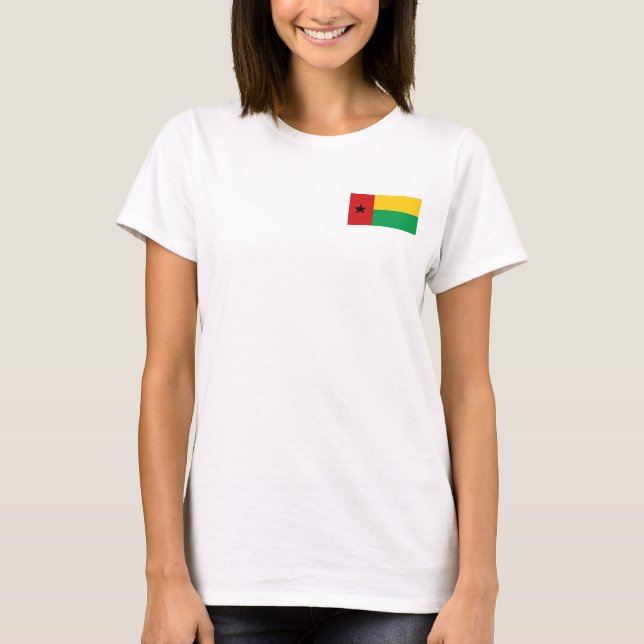 Guinea-Bissau Flag and Map dk T-Shirt (Front)
