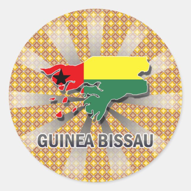 Guinea Bissau Flag Map 2.0 Classic Round Sticker (Front)