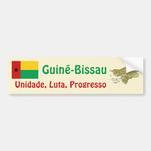 Guinea-Bissau Flag + Map Bumper Sticker (Front)