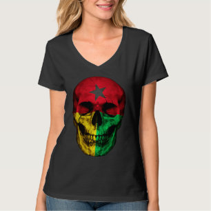 Guinea Bissau Flag Skull Bissau Guinean Root Proud T-Shirt