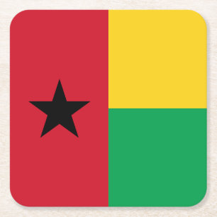 Guinea Bissau Flag Square Paper Coaster