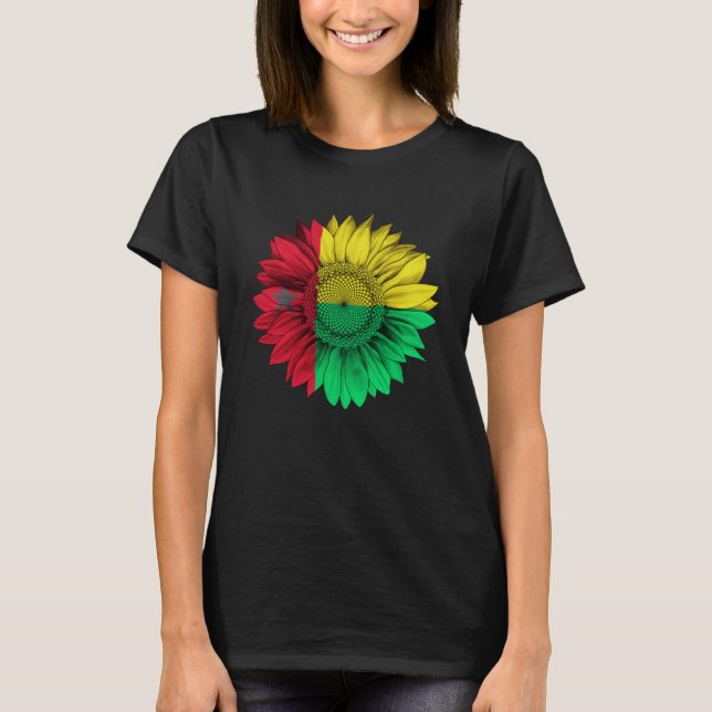 Guinea Bissau Flag Sunflower Guinea Bissauan Roots T-Shirt (Front)