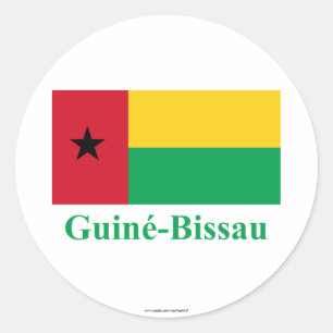 Guinea-Bissau Flag with Name in Portuguese Classic Round Sticker