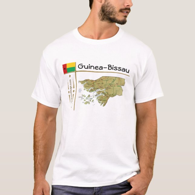 Guinea-Bissau Map + Flag + Title T-Shirt (Front)