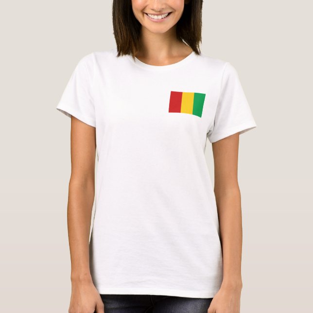 Guinea-Conakry Flag and Map dk T-Shirt (Front)