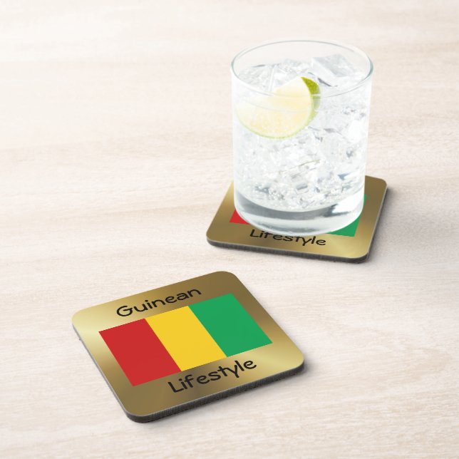 Guinea-Conakry Flag+Text Coaster (Right Side)